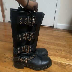 Rampage Black Leather Boots with Silver Buckles